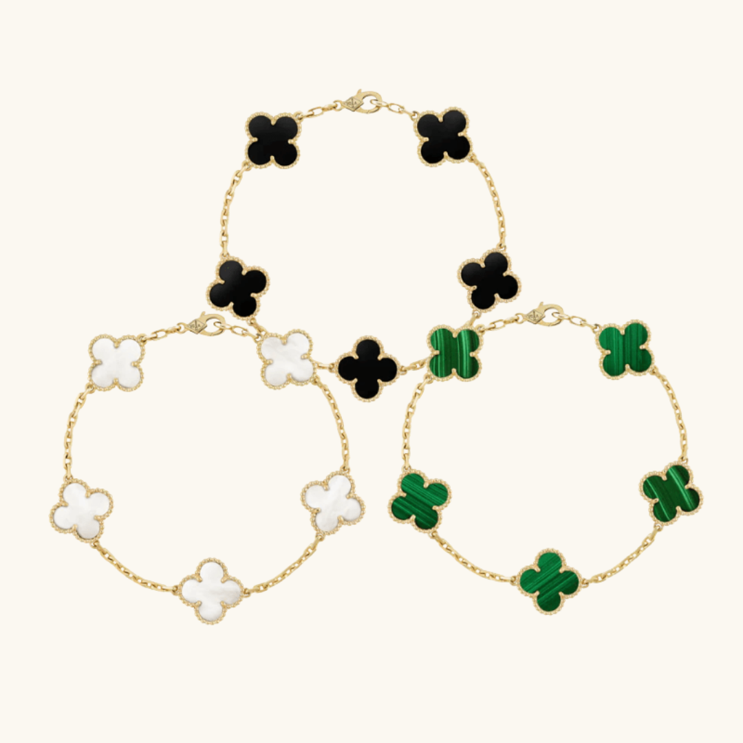 סט קישוטי תלתן זהב