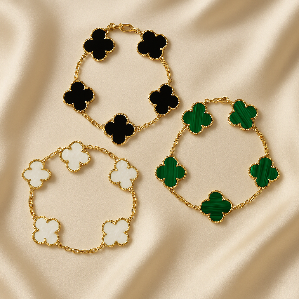 סט קישוטי תלתן זהב